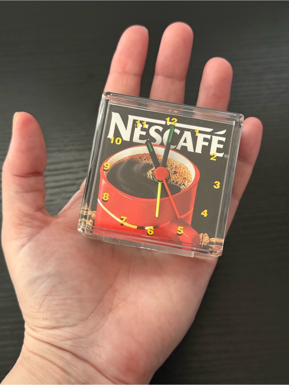 Vintage NESCAFÉ Promotional Cube Clock in WORKING Condition VTG Coffee Clock